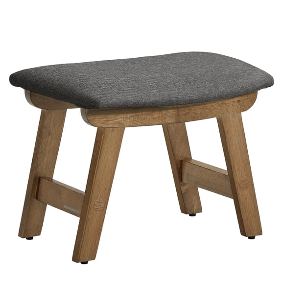 SONGMICS Foot Stool Ottoman, Padded Foot Rest Under Desk with Solid Wood Frame, Removable Cover, Slate Gray and Brown