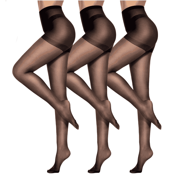 SOMER 3 Pair Black Tights for Women Sheer Pantyhose Set Stockings for Women Comfort with Reinforced Toe Fashion Pantyhose