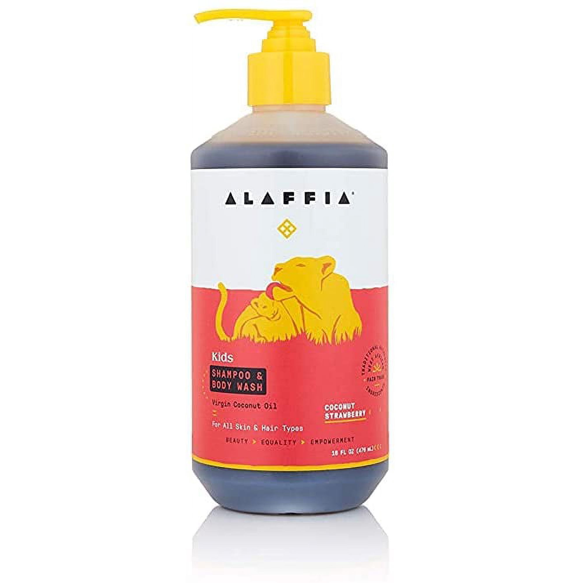 Alaffia Kids Shea Shampoo and Body Wash, Coconut Strawberry 16 Ounces