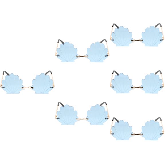 MLINS  6 Pieces Shell Sunglasses Festival Clear Black for Men Woman Blue