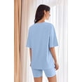 thumbnail image 5 of EKOUAER Women Cotton Lounge Sets Summer Outfits T-Shirt Top and Biker Short Set 2 Piece Matching Tracksuit Fashion, 5 of 6