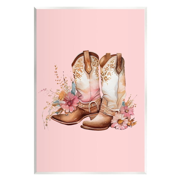 Stupell Industries Floral Pink Cowgirl Boots Beauty & Fashion Painting Unframed Art Print Wall Art, 10 x 15