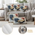 thumbnail image 6 of Retro Rooster Pillow Covers 2 Pack Watercolor Pastoral Chicken Animal Botanical Farmhouse Pillowcase Waterproof Outdoor Throw Pillow Cover for Patio Garden Square Cushion 18”x18”, 6 of 9