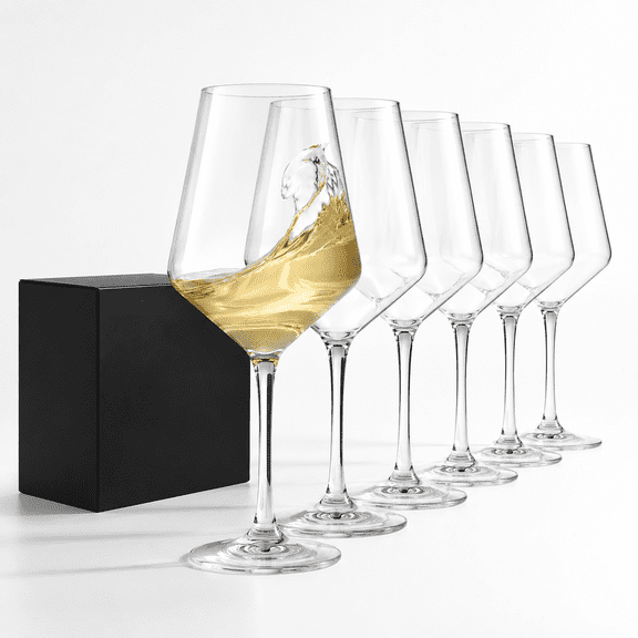 Unbreakable 16 Oz Plastic Stemmed Wine Glass Set of 6 for Poolside, Outdoor Use