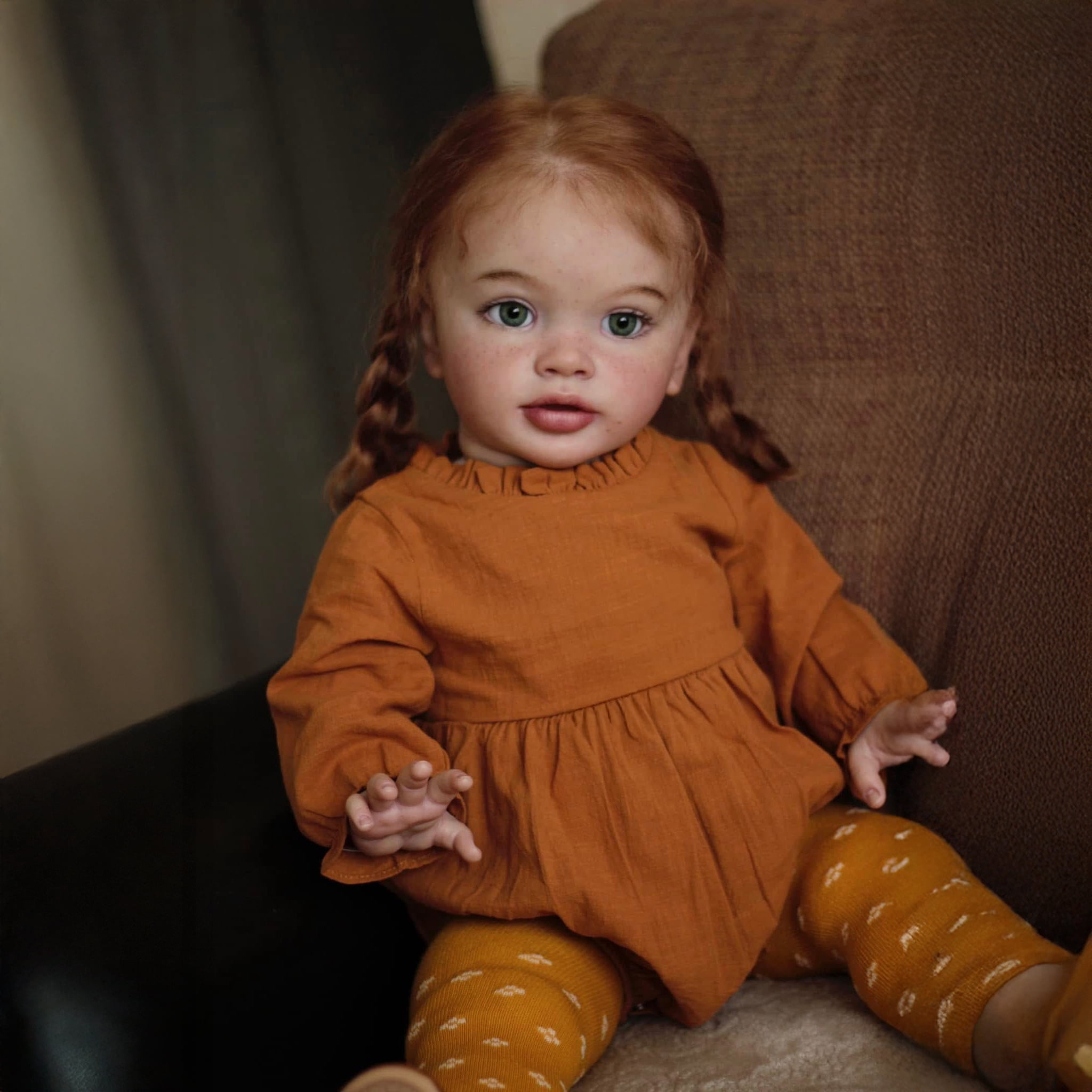 ROSHUAN 24 Inch Realistic Reborn Baby Doll Girl - Weighted Soft Body, Curly Hair, Hand-Rooted, With Outfit & Accessories - View #2