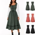 thumbnail image 4 of Women's Renaissance Costume Medieval Lace Up Corset Dress Long Sleeve Peasant Dress Renaissance Faire Festival Halloween Outfit, Black L, 4 of 5