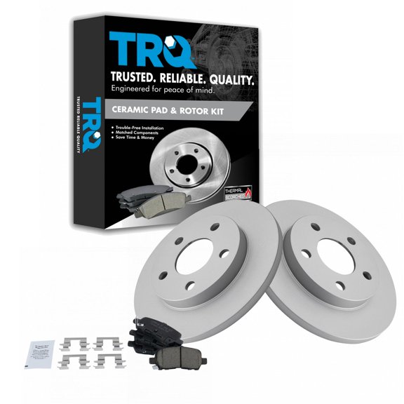 TRQ Rear Ceramic Disc Brake Pads & G-Coated Rotors Kit Fits Select Buick Chevy Pontiac