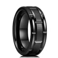 thumbnail image 1 of Anillo de acero inoxidable negro de Color plateado para hombre a la moda, anillo multifacético con ranura para hombre y mujer, anillo de compromiso, regalos de aniversario Dengxun unisex, 1 of 2