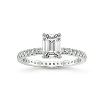 2 Carat IGI Certified Emerald Shape Lab Grown Diamond Engagement Ring | 14K White Gold | Claire Full Eternity Lab Diamond Ring | FG-VS1-VS2 Quality Friendly Diamonds