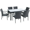 thumbnail image 3 of Northlight 7-Piece Nassau Black Woven Resin Wicker Outdoor Patio Dining Set, 3 of 6