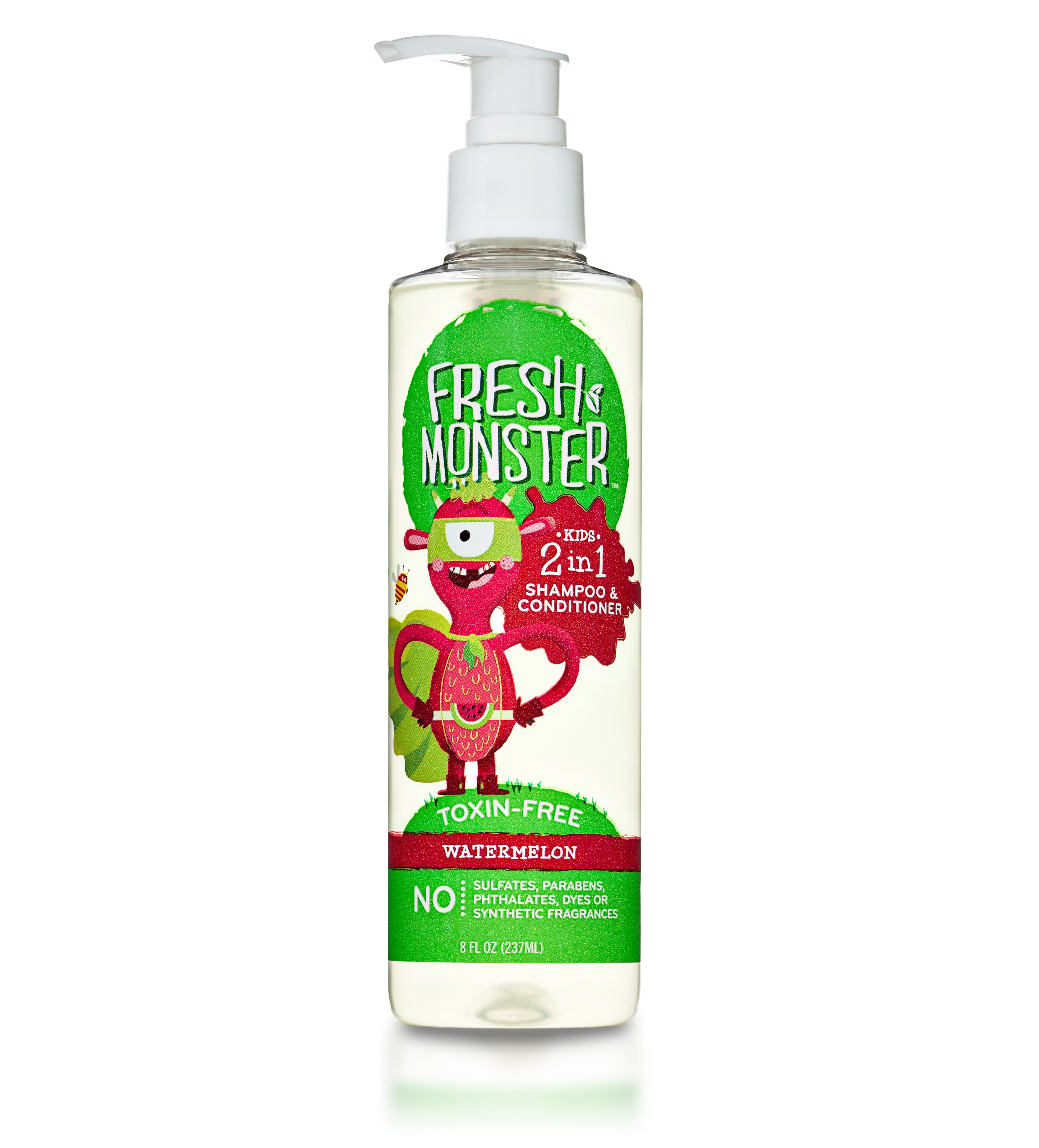 Fresh Monster Kids 2-in-1 Shampoo & Conditioner, Watermelon, 8 Fl Oz