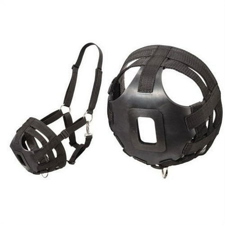Tough 1 Poly Nylon Black Pony Horse Grazing Muzzle W/ Throat Snap & Ring