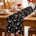 thumbnail image 5 of Pink Spring Floral Table Runner - 108 Inch Long Flowers Botanical Elegant Pastoral Black Cotton and Linen Blended Dress Scarves Farmhouse Table Runner for Kitchen Dining, Coffee Table, 13" x 108", 5 of 8