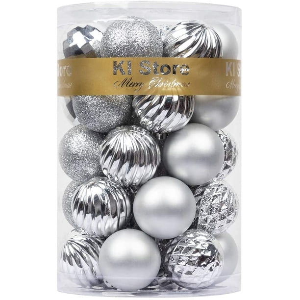 34 Uds. Adornos de bolas de Navidad pequeñas decoraciones de Navidad inastillables bolas de árbol para decoración de fiesta de boda de vacaciones, adornos de árbol ganchos incluidos Adepaton ZJWJ536-3