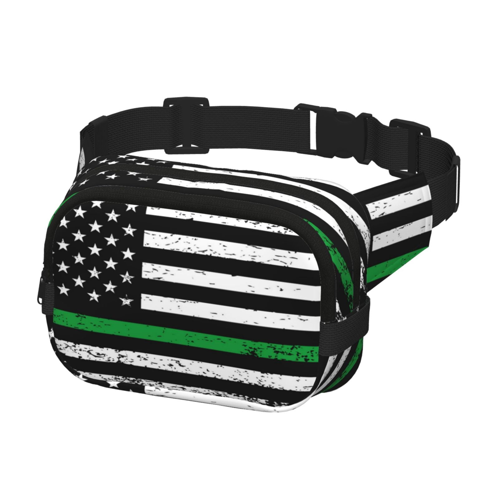 Fuzoiu American Flag Print Unisex Square Double Layer Waist Bag,Crossbody Fanny Pack Travel Workout Accessory