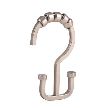 Utopia Alley Deco Flat Double Roller Shower Curtain Hooks Brushed