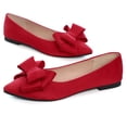 thumbnail image 4 of Zapatillas de ballet SAILING LU Bow-Knot para mujer, ante, color rojo, talla 5, 4 of 7