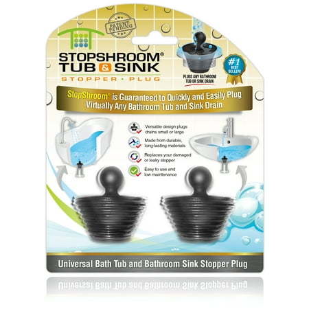 Stopshroom Tub Plug 2 Pack Universal Stopper For Bathtub And Bathroom Sink Drains Black