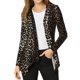 thumbnail image 1 of Cardigan de manga larga de leopardo para mujer Allegra K, abierto por delante, marrón, talla XL, 1 of 7