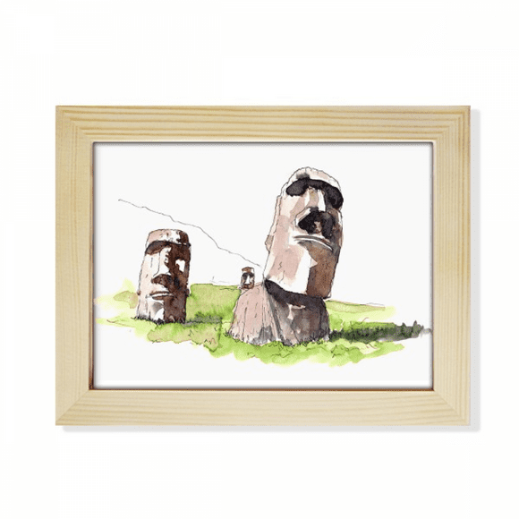 Moai Statues In Easter Island Desktop Photo Frame Picture Art Decoration Painting 6x8 inch