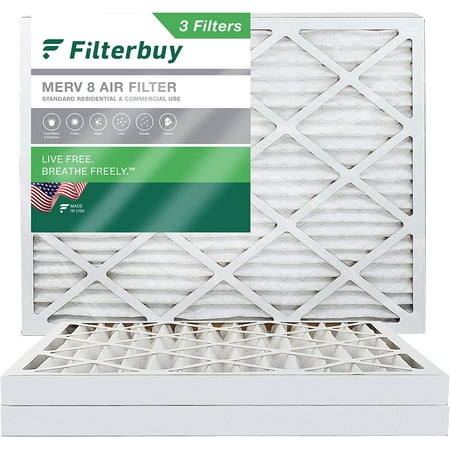 

Filterbuy 8x14x2 MERV 8 Pleated HVAC AC Furnace Air Filters (3-Pack)