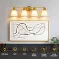 thumbnail image 3 of Bathroom Vanity Light Fixtures 4 Lights Modern Bathroom Lighting Fixtures Over Mirror with Frosted Milky Glass Shade Gold Wall Sconce for Bath Bedroom, 3 of 9