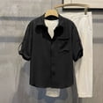 thumbnail image 4 of LODIENY Adjustable Short Sleeve Button Down Shirts for Men with Pocket Collared Basic Casual Summer Beach Shirt Black XXXL, 4 of 7