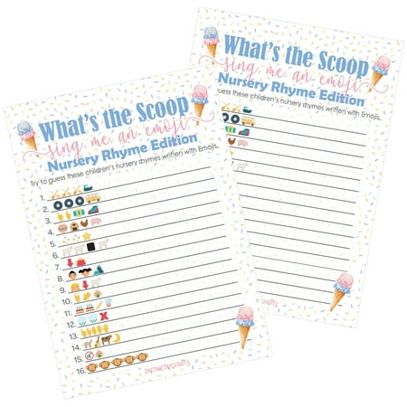Ice Cream What's the Scoop Baby Gender Reveal Party Emoji Guessing Party Game | 20 Player Cards - Distinctivs