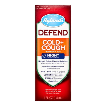 Cough Relief Syrup - Hyland’s DEFEND Cold and Cough Night Syrup, Natural Relief of Cold and Cough, 4 Ounce