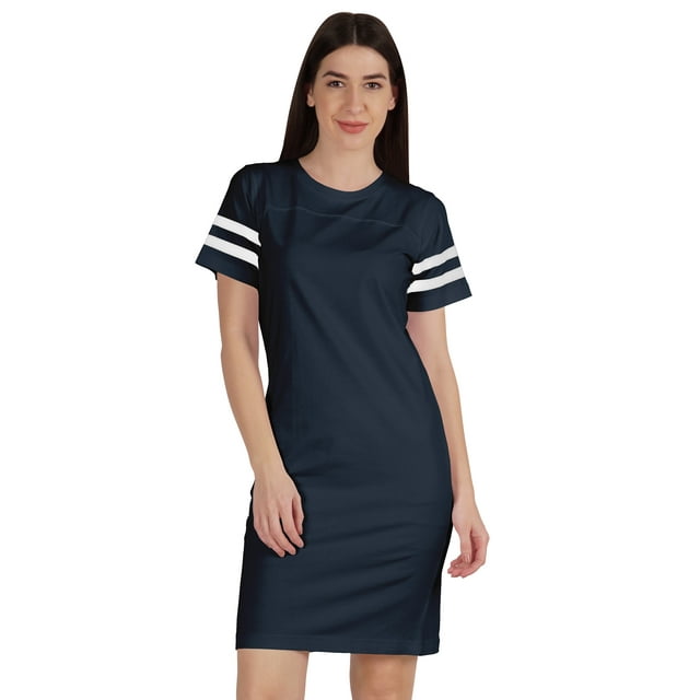 Inkmeso Robe T-Shirt Sportive à Col Rond pour Femmes à Rayures à Manches Courtes d'Été Décontractée Tee - TP-2TG