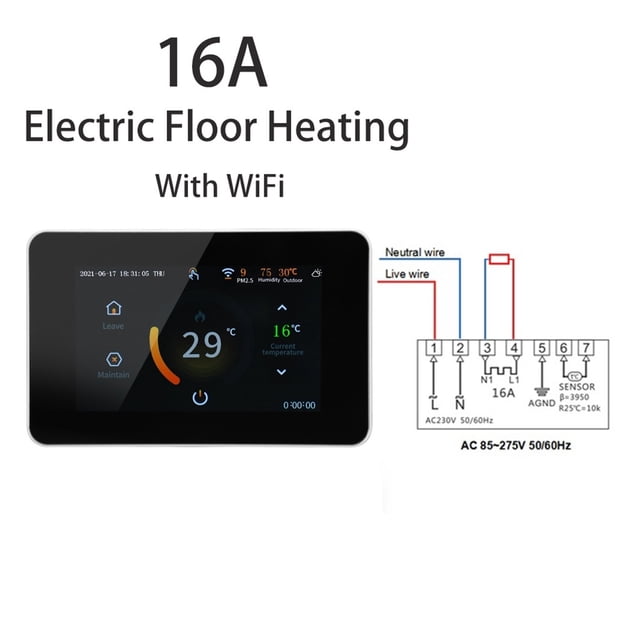 WiFi Smart Thermostat Electric Floor Heating Water Heating Temperature Controller CO2 And Humidity Sensor ,Easily DIY