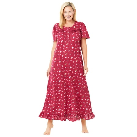 

Dreams & Co. Women s Plus Size Long Floral Print Cotton Gown Pajamas