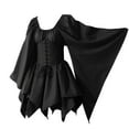 thumbnail image 4 of WFJCJPAF Holiday ! Autumn Dresses for Women Plus Size ,Women Costumes Gothic Retro Long Sleeve Corset Dresses Long Sleeve Round-Neck Knee-High Dress - Black M, 4 of 4