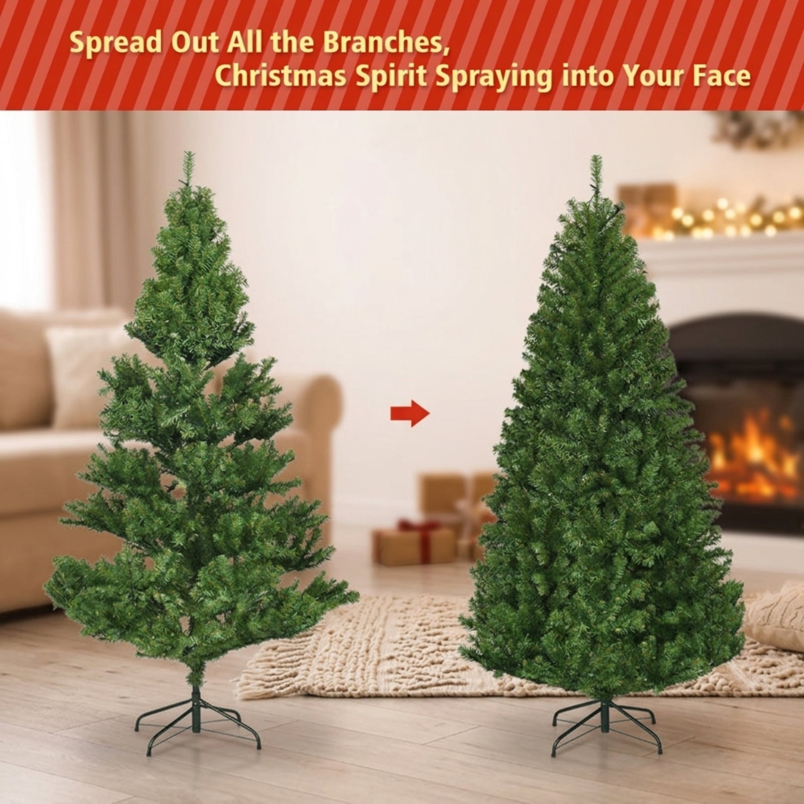 RUIE, 5 ft, Pre-Lit Artificial Christmas Tree, Artificial Tree, 600 Branch Tips, Green, Hinged Branches for Christmas Party Living Room Decor