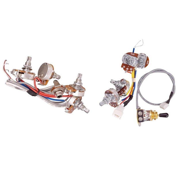 2 juegos 2V 2T de cableado de circuito completo Macetas de control Piezas de guitarra eléctrica Baoblaze Cambiar el arnés del cable del interruptor