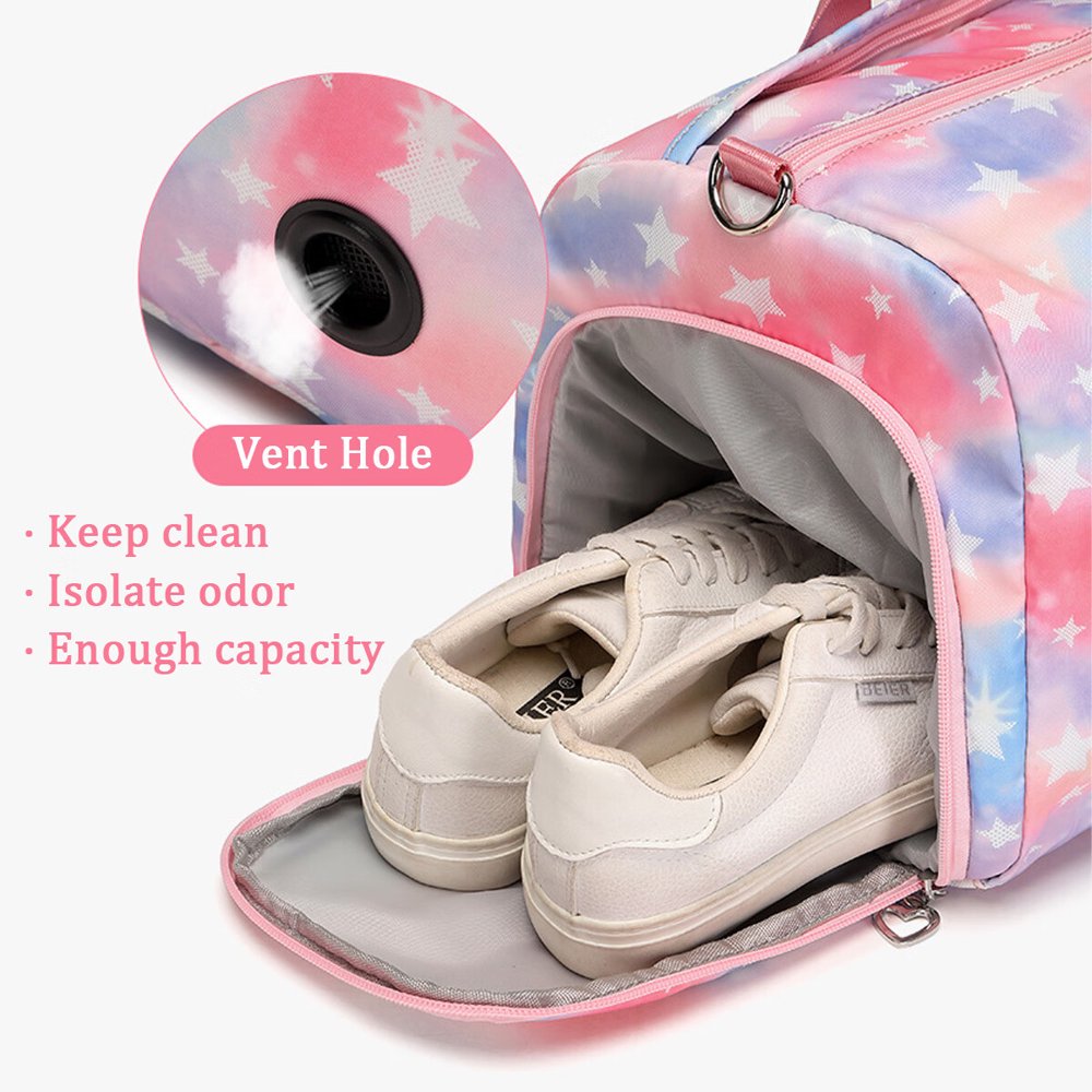 Sac De Sport Fille 25L Kimwadalh - Compartiment Chaussures Aéré + Poche Humide - Multifonction Gym, Piscine, Voyage