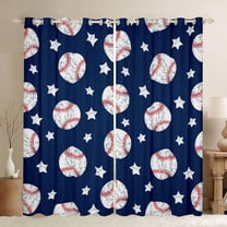 Manfei Boys Ball Game Black Out Curtains,Baseball Lovers Curtains Pack of 2 (42x63 Each),Blue White Bedroom Curtains For Boys Kids,Microfiber Bedroom Decor