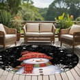 thumbnail image 5 of Red Snowman Christmas Round Area Rug 5 FT, Non Slip Bedroom Area Rug, Xmas Winter Snowflake Black Washable Soft Circular Carpet Non-Shedding Floor Mat for Kitchen Dining Room Foyer Balcony Dorm, 5 of 9