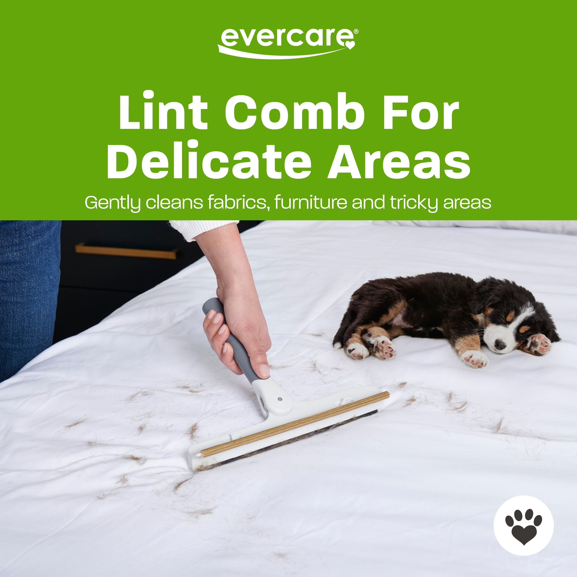 Evercare XL Duo Pet Hair Lint and Remover Tool – Resuable, Dual-Sided Metal & Delicate Comb, Rotating Handle, Furniture, Carpet, Bedding