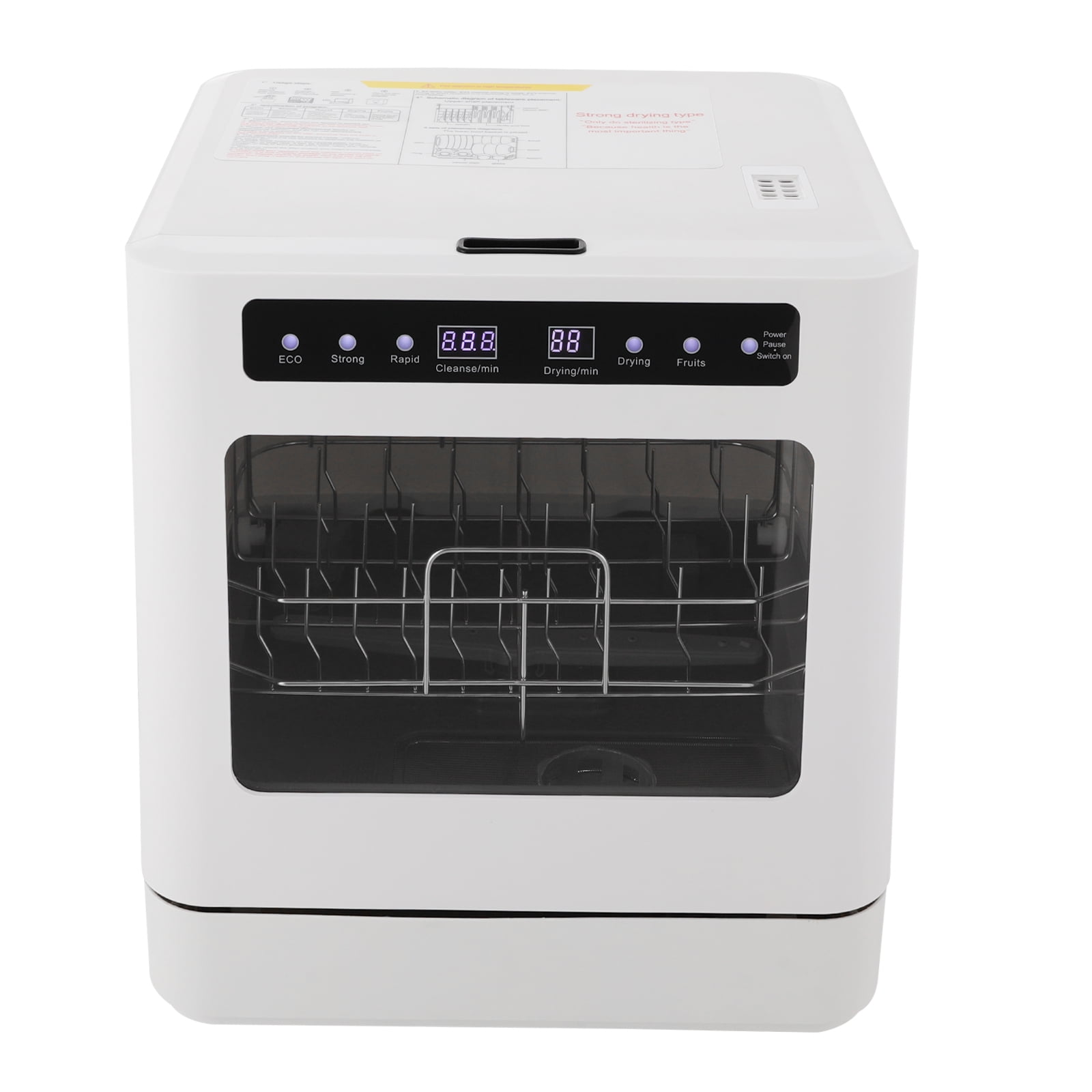 6.8L/1.8 Gallon Rectangular White Portable Mini Dishwasher Countertop Dishwasher, Household Mini Dishwasher