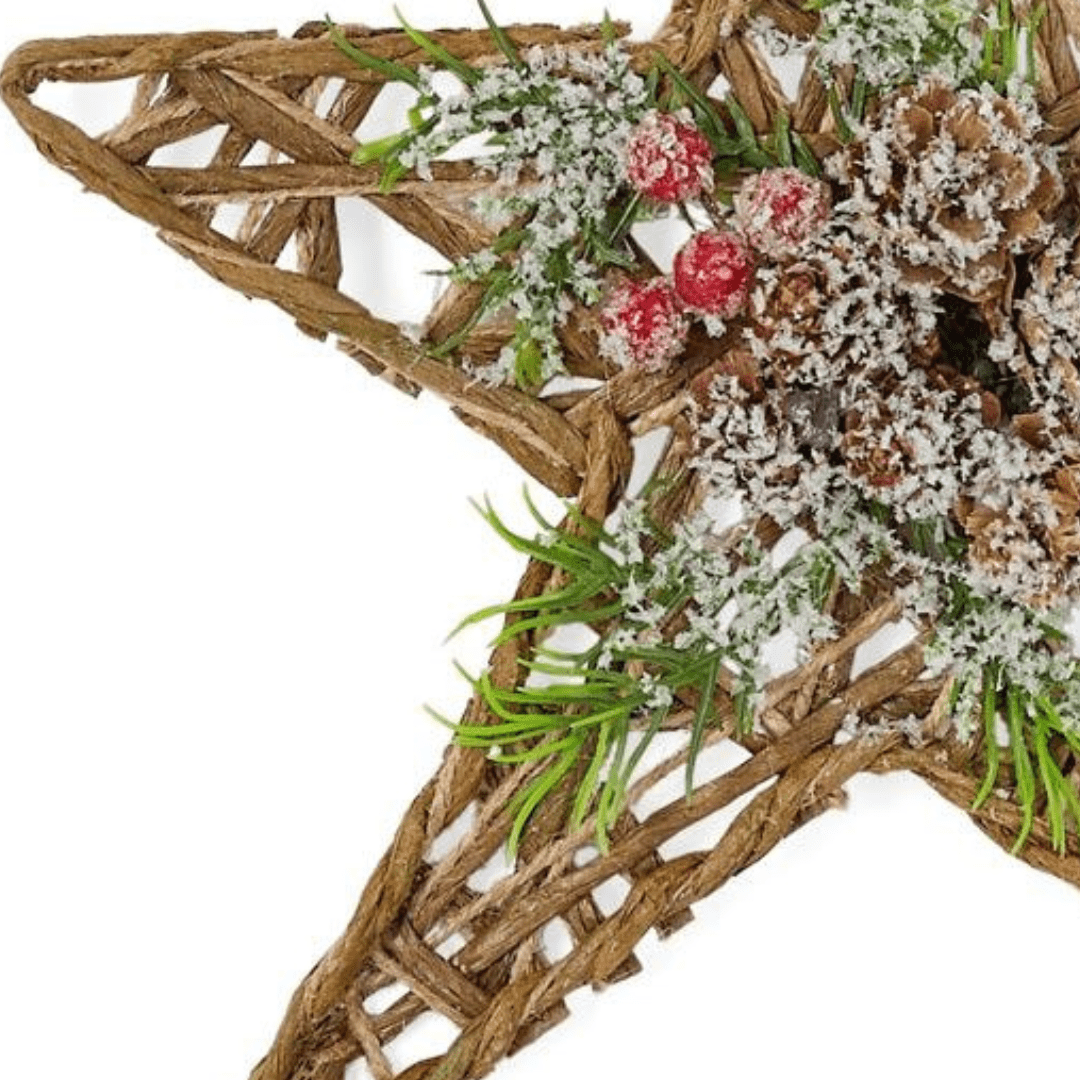 4pc Woven Jute Star-Shaped Ornaments - for Christmas Decor - Factory Direct Craft