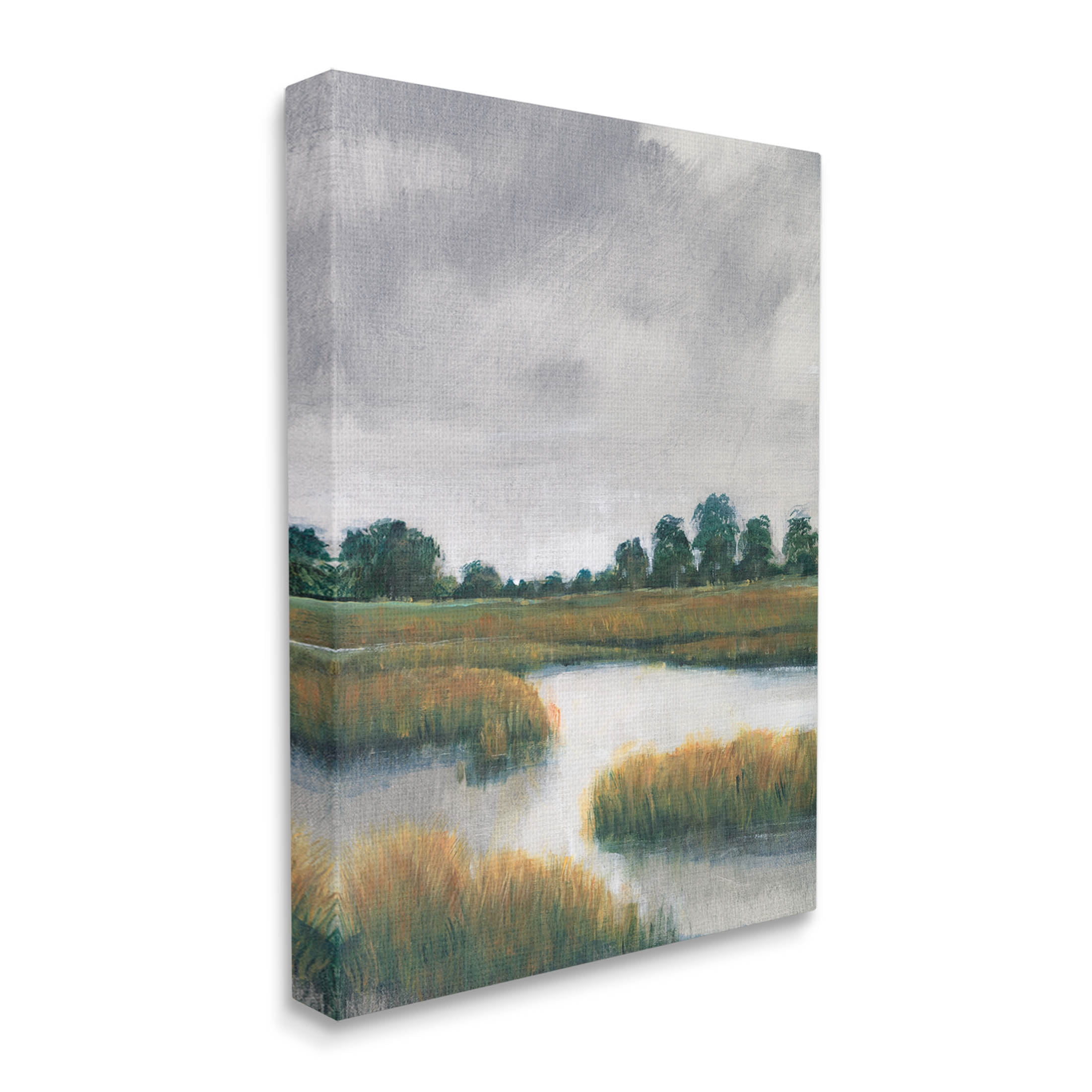 Stupell Industries Cloudy Rural Marsh Landscape Painting Gallery Wrapped Canvas Print Wall Art, Design by Tim OToole
