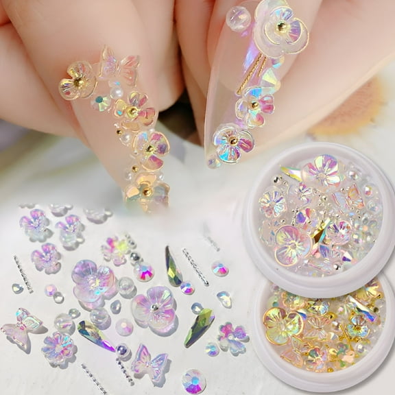 RAGUPEL Nail Glitter Nail Art Decorations Kit Shiny 3D Nail Sequins DIY Charms Design