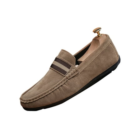 

Avamo Mens Flats Classic Casual Shoes Slip On Loafers Men Boat Shoe Non-Slip Comfort Penny Loafer Khaki 5.5