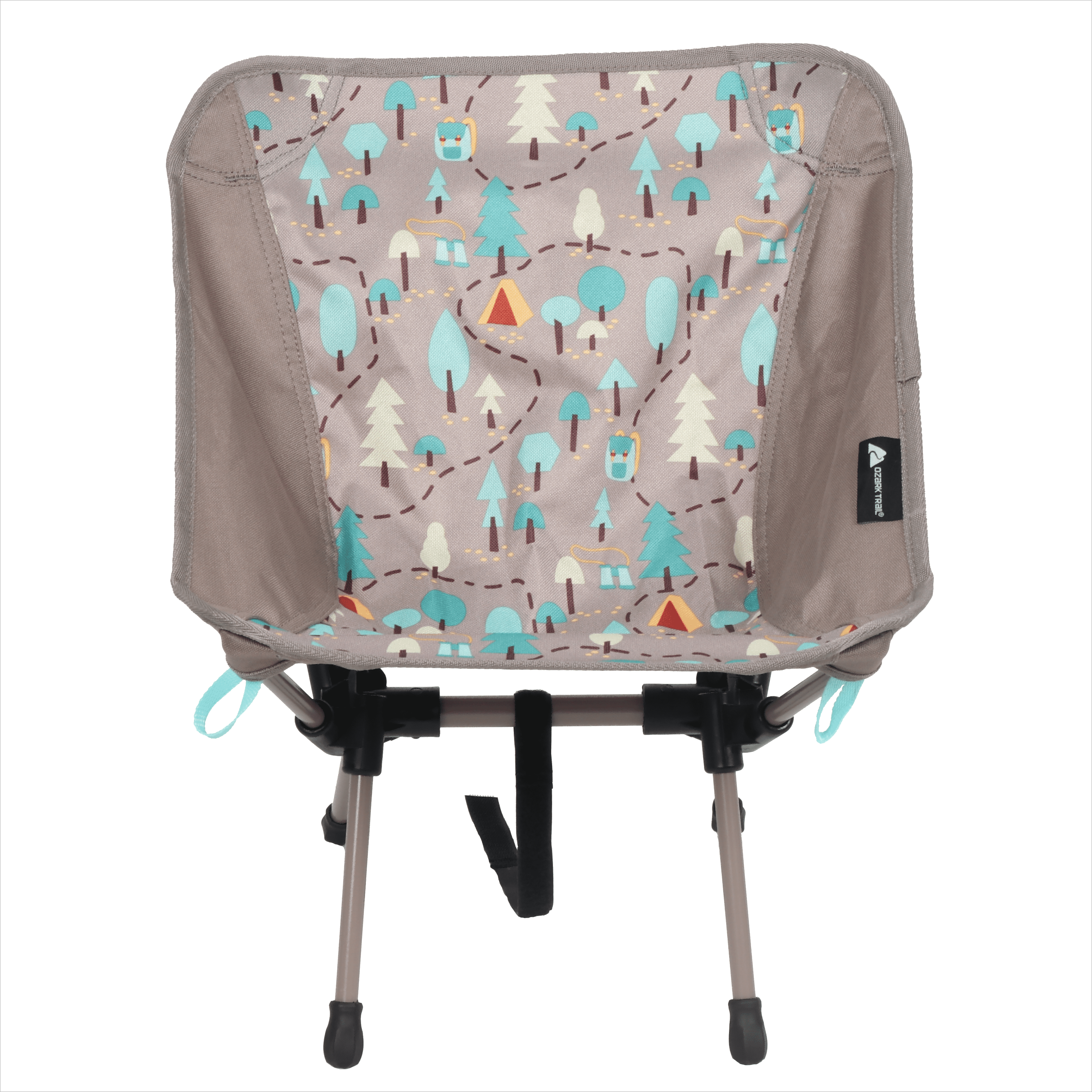 Ozark Trail Kid Backpacking Camping Chair with Carry Bag, Forest Pattern