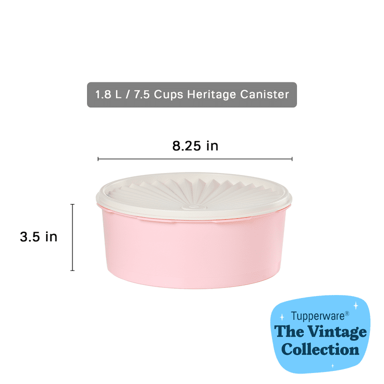 Tupperware Heritage Plastic 7.5-Cup Food Storage Canister with Lid