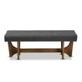 thumbnail image 2 of Baxton Studio Theo Mid-Century Modern Dark Grey Fabric Upholstered Walnut Finished Bench, 2 of 5