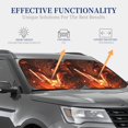 thumbnail image 4 of Honeii Magma Fire Black Dragon Print Foldable Car Sun Shade for Windshield, 2-Piece UV Protection Shade, Protects Car Interior, Ideal for Cars, Trucks, SUVs-Large, 4 of 6
