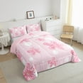 thumbnail image 4 of Feelyou Girly Pink Flower Bedding Comforter Set for Kids, Dreamy Blossoms Floral Twin Comforter Sets, Fashion Cartoon Polkadot Reversible Bedding Set, Super Cozy Room Decor, 2 Pieces, 4 of 9