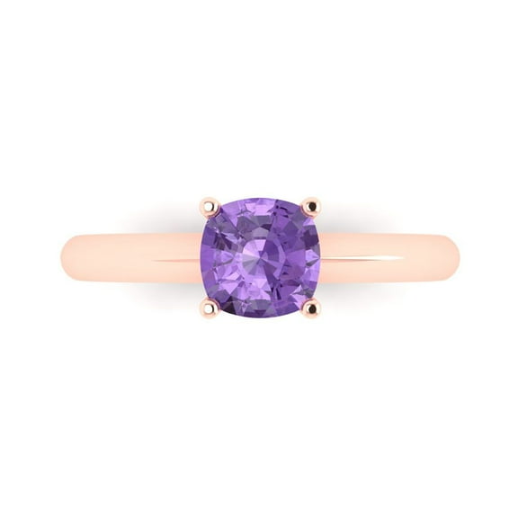 Clara Pucci 14K Rose Gold 1ct Alexandrite Solitaire Ring for Women